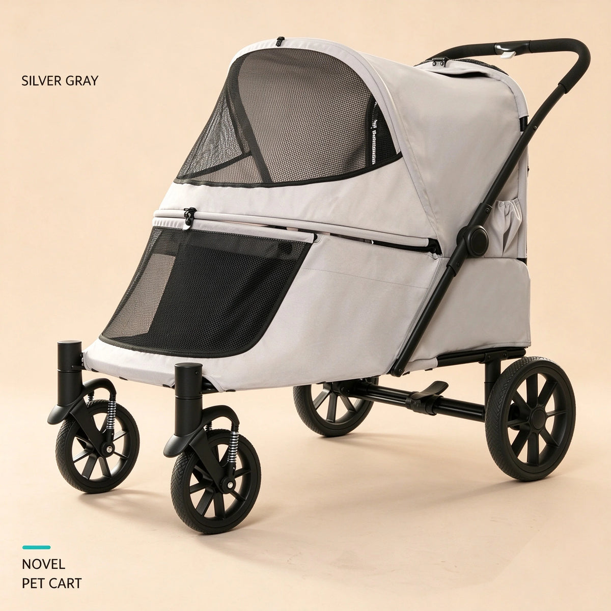 Patented Ramp Pet Stroller — Foldable Dog Trolley with Built-in Access Ramp