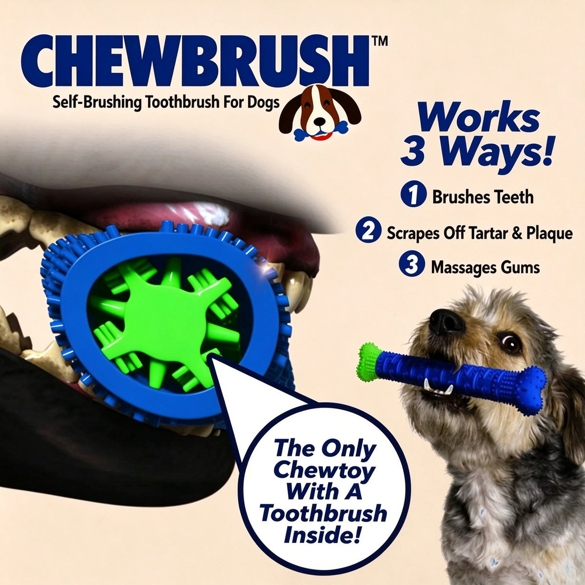 Dog Chew Toothbrush Stick — Bone-Shaped Dental Chew Toy