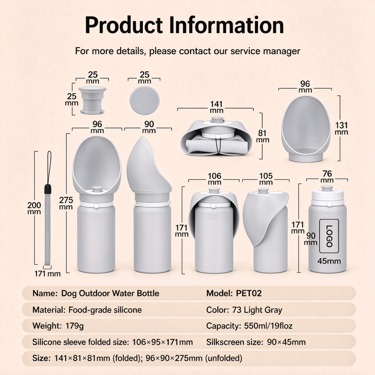 Portable Dog Water Bottle — Foldable Silicone Travel Drinker