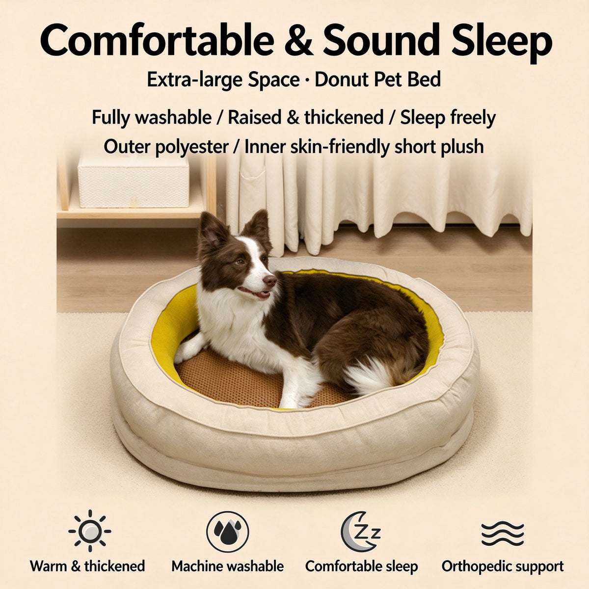 Calming Donut Dog Bed — Round Anti-Slip Cuddler Bed