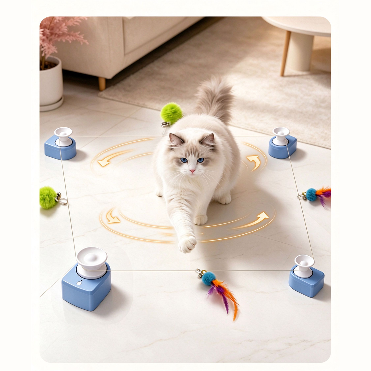 Multi-Node Automatic Cat Chaser — 1 Main Unit + 3 Sub-Units