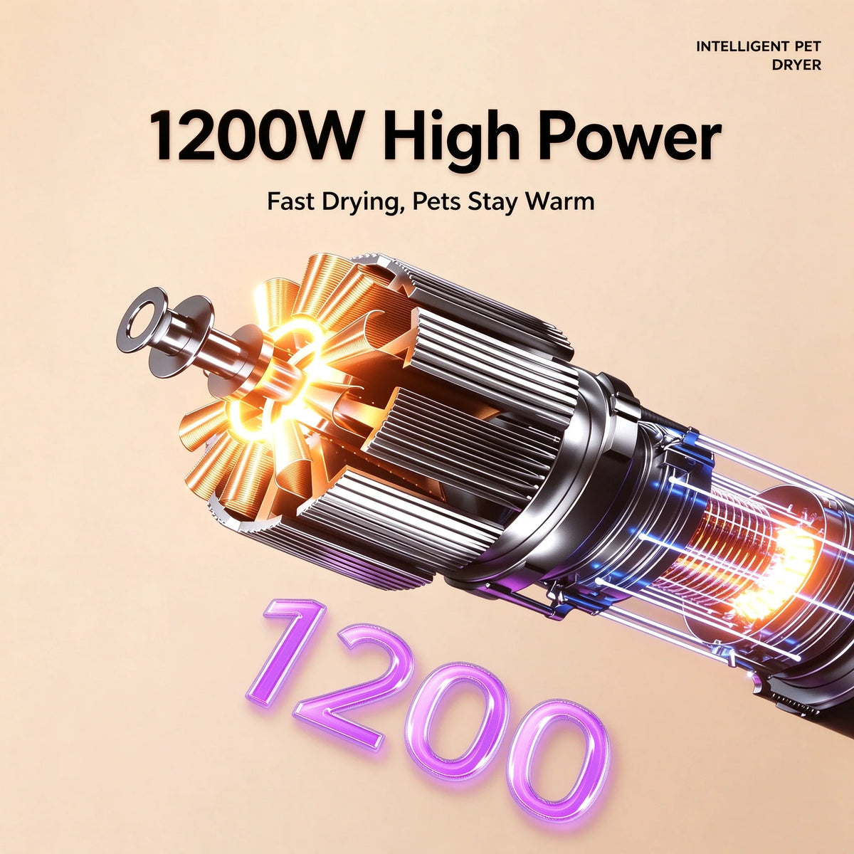 1200W high power motor, fast drying