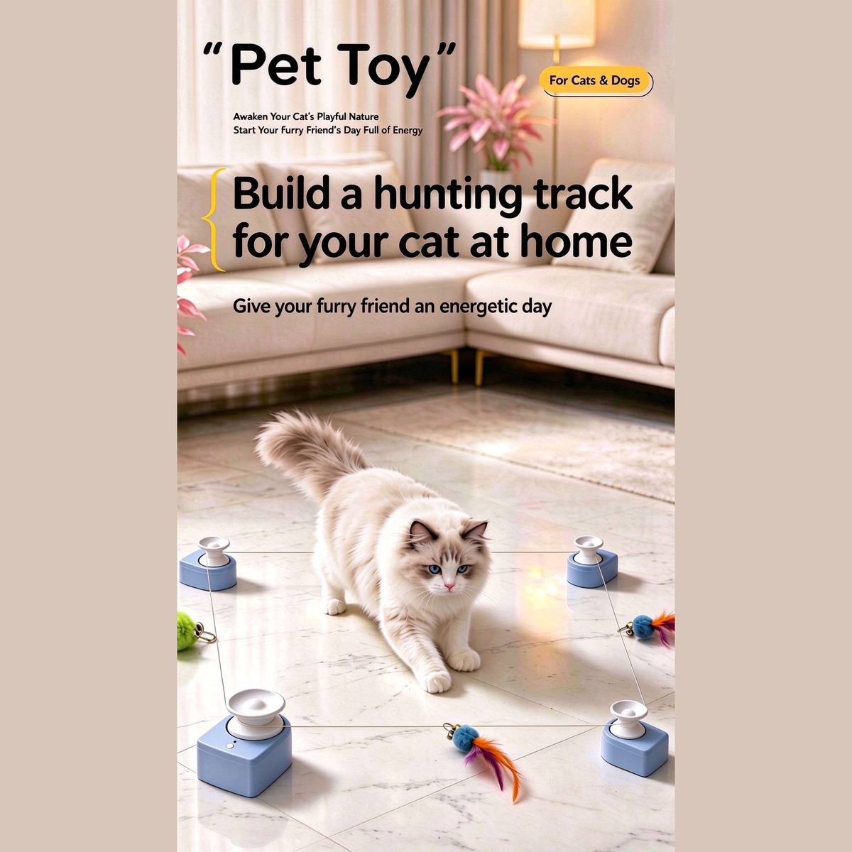Multi-Node Automatic Cat Chaser — 1 Main Unit + 3 Sub-Units