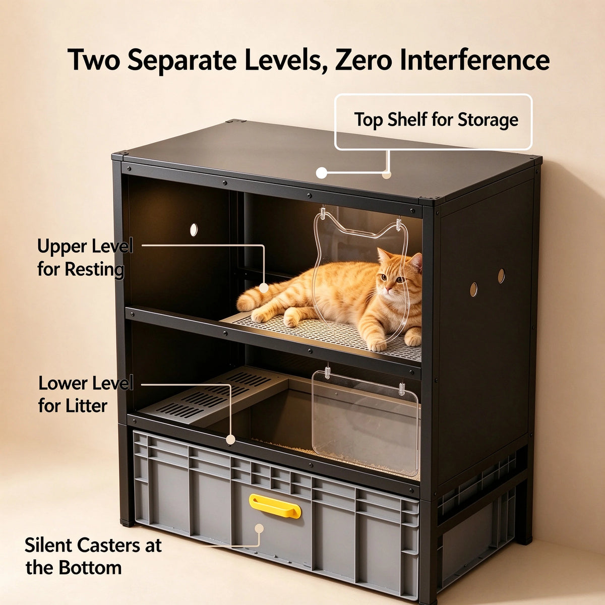 Furniture-Style Cat Litter Cabinet — Enclosed Litter Box Enclosure