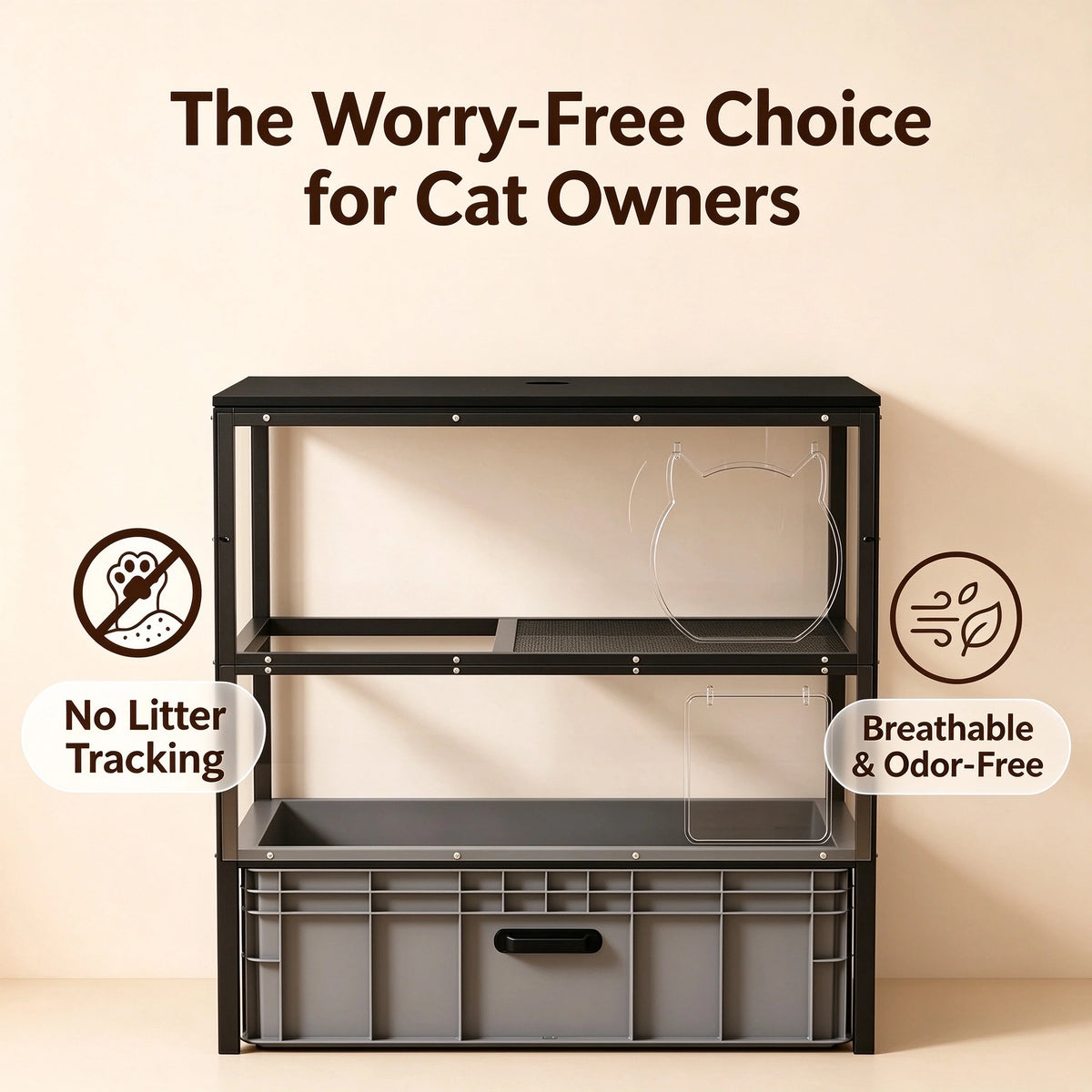 Furniture-Style Cat Litter Cabinet — Enclosed Litter Box Enclosure
