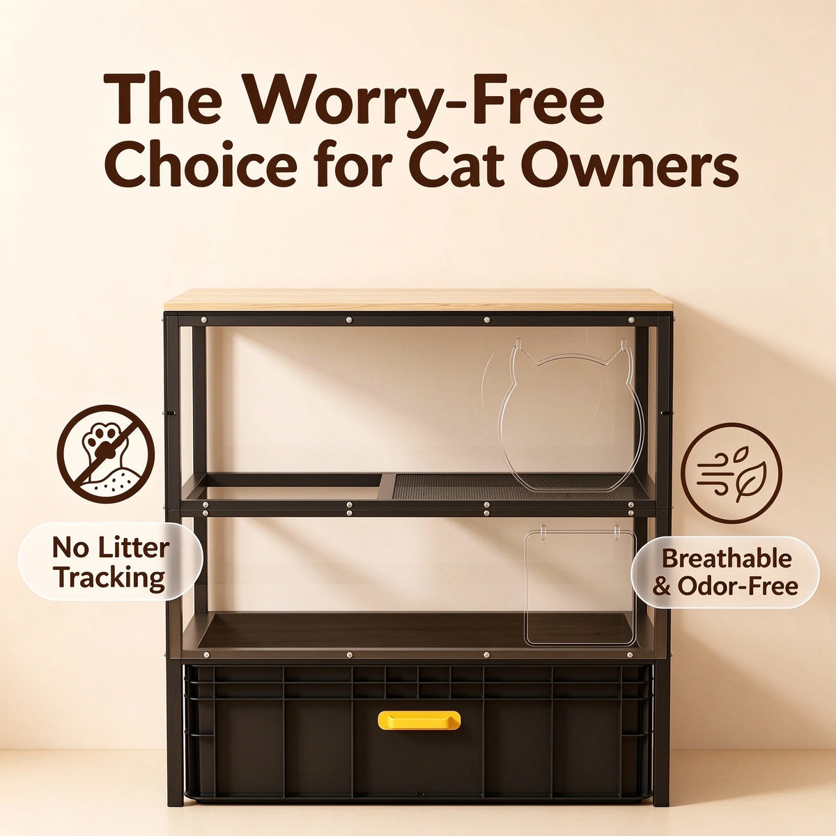 Furniture-Style Cat Litter Cabinet — Enclosed Litter Box Enclosure