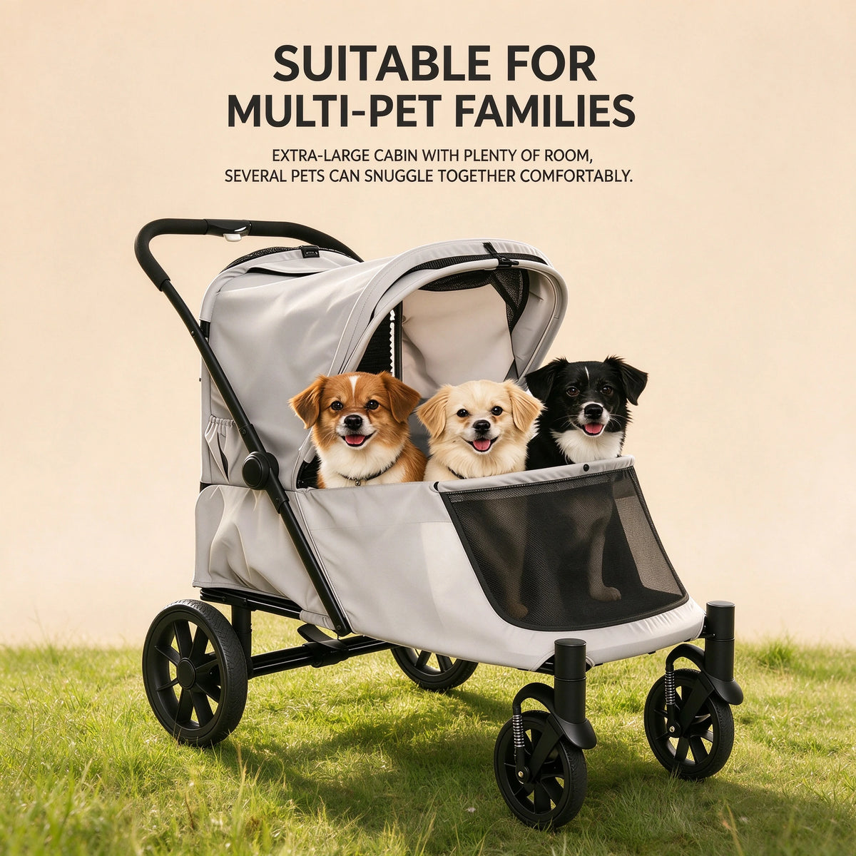 Patented Ramp Pet Stroller — Foldable Dog Trolley with Built-in Access Ramp