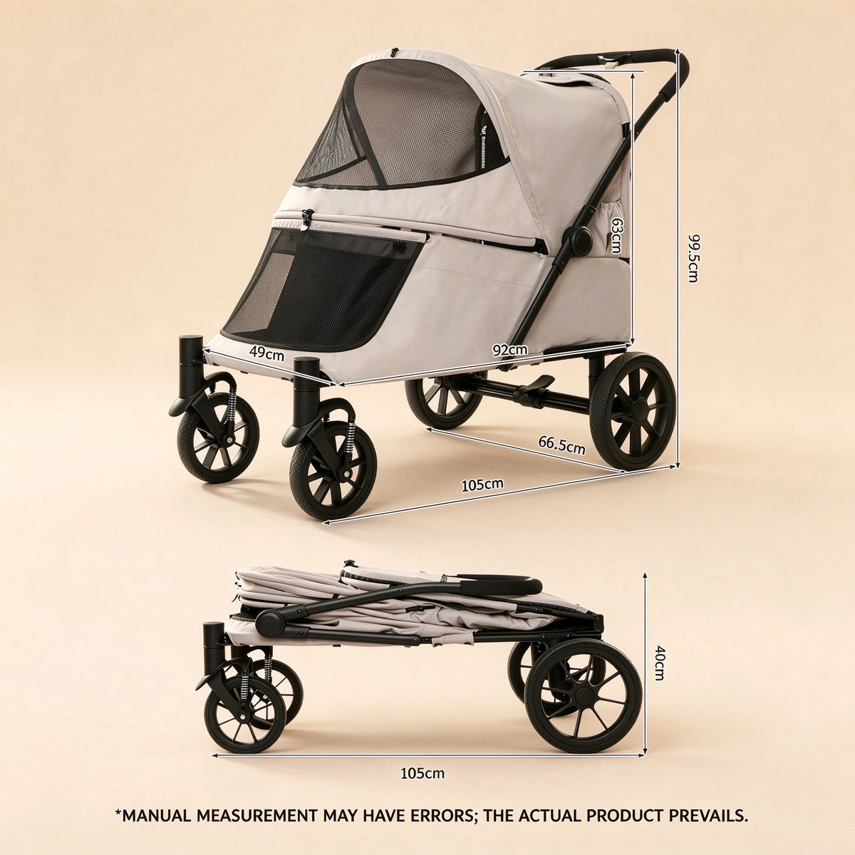 Patented Ramp Pet Stroller — Foldable Dog Trolley with Built-in Access Ramp