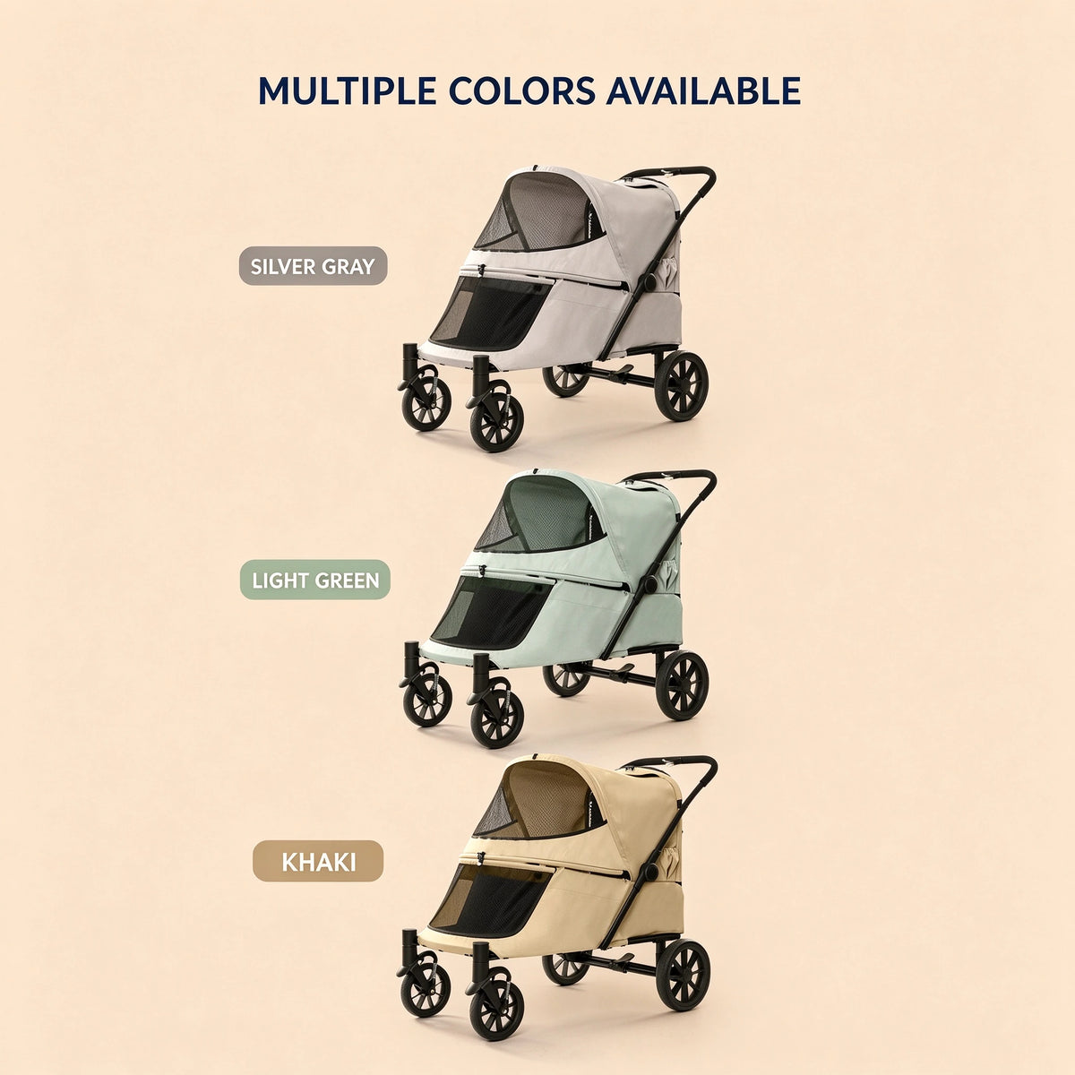 Patented Ramp Pet Stroller — Foldable Dog Trolley with Built-in Access Ramp