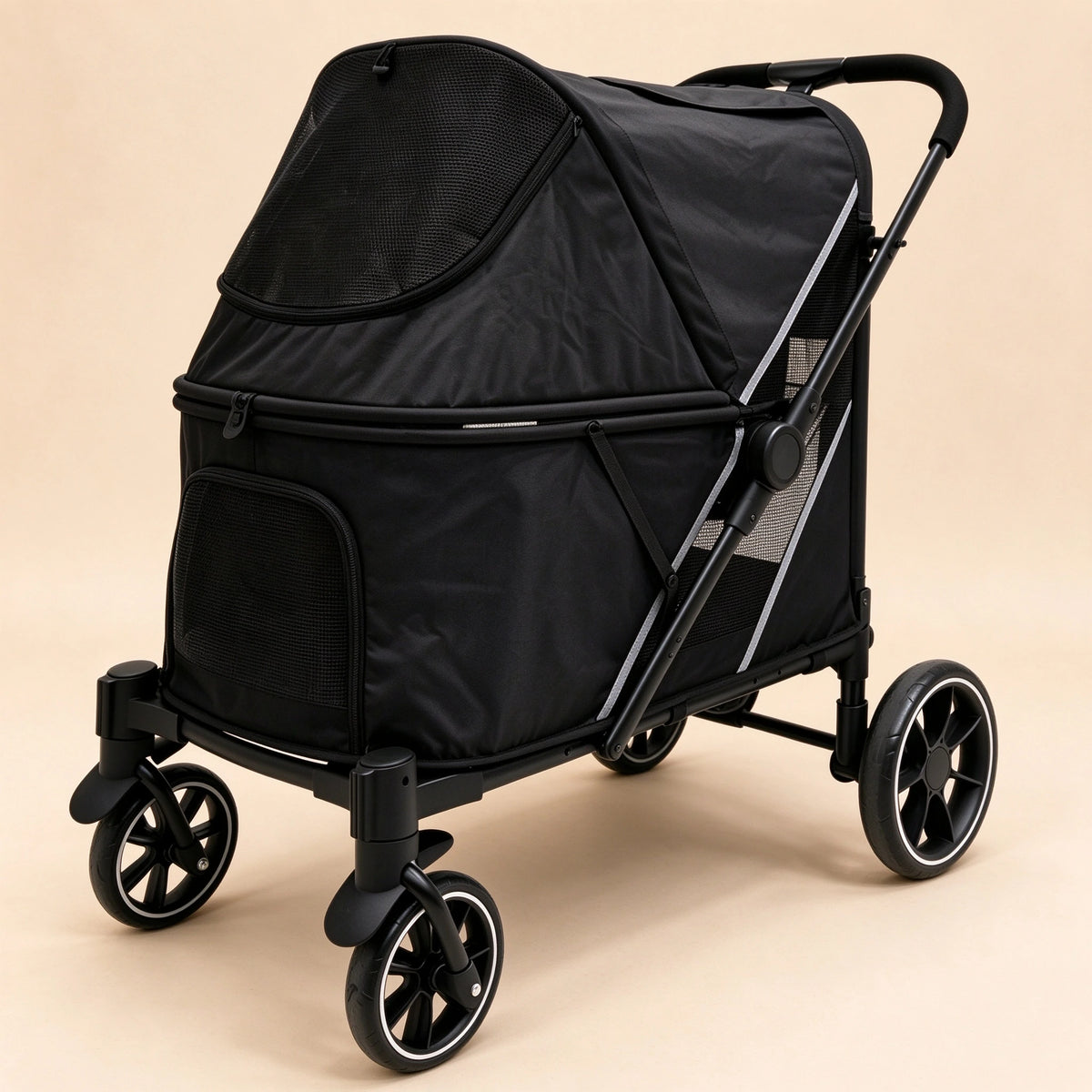 Patented Ramp Pet Stroller — Foldable Dog Trolley with Built-in Access Ramp