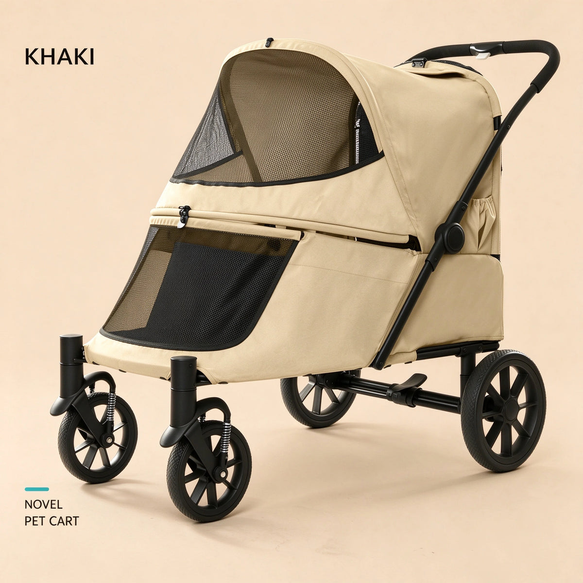 Patented Ramp Pet Stroller — Foldable Dog Trolley with Built-in Access Ramp